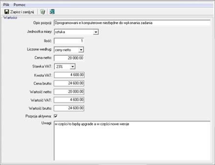 Manager Projektów - Planowany budżet